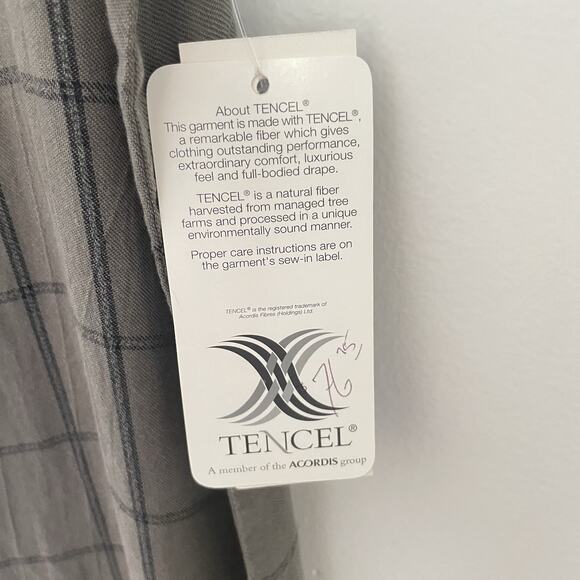 NWT Maxi Dress XL Gray Windowpane Plaid Tencel Sleeveless Side Slit Minimalist - Picture 4 of 8